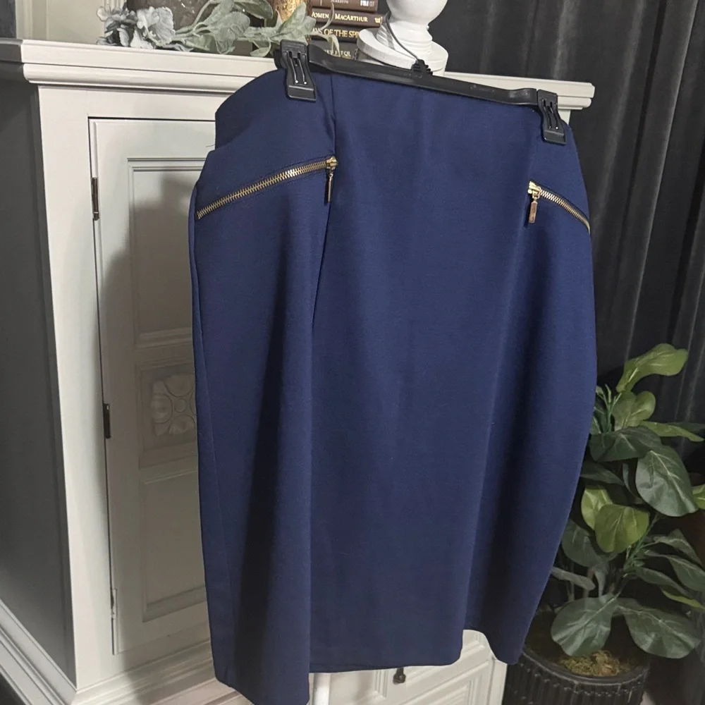 Navy Blue Skirt with Gold Accents by George Size 1X/ 16W - Picture 5 of 9